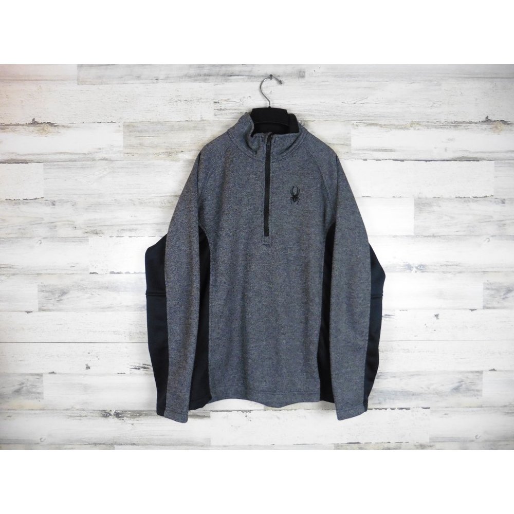 Spyder 1/4 zip men pullover sweater sweatshirt L Large gray black